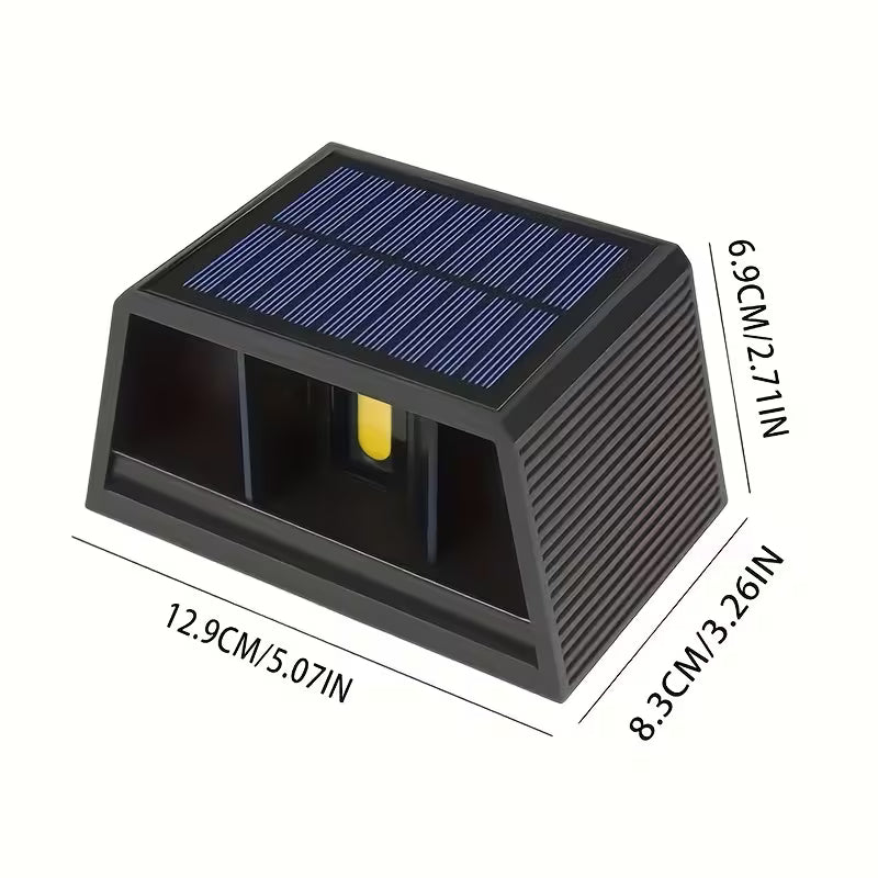 Solar wall lamp, LED solar up and down lights, motion sensor outdoor lights, courtyard atmosphere lights, human sensitive heating lights. Suitable for front door, yard, garage, garden, patio, & deck