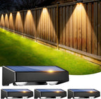 Solar Fence Lights Outdoor,4 Pack Wall Solar Lights IP65 Waterproof, Garden Fence Lights Solar Powered for Patio/Backyard/Porch/Pool Decorations