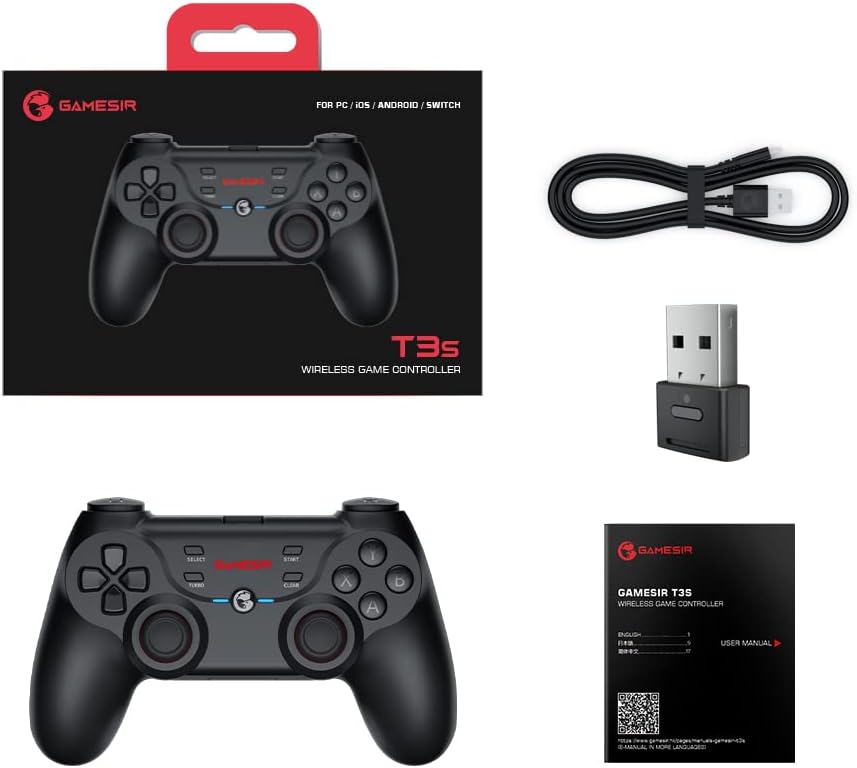 GameSir T3s Wireless Controller for Windows/iOS13+/Android Phone/Tablet, Bluetooth Game Controller for Switch, Apple Arcade MFi Gaming Mobile Gamepad with Adjustable Vibration