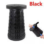 Telescopic Portable Retractable Folding Stool – Heavy-Duty, Adjustable Height, Black