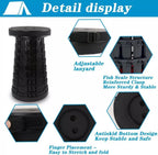 Telescopic Portable Retractable Folding Stool – Heavy-Duty, Adjustable Height, Black