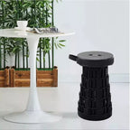 Telescopic Portable Retractable Folding Stool – Heavy-Duty, Adjustable Height, Black