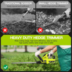 VOERJIA Cordless Hedge Trimmer, Lightweight & Easy Electric Hedge Cutter with 2 x 4.0Ah Batteries, 50cm Blade Brushless Garden Trimmer for Precise Hedge & Bush Cutting
