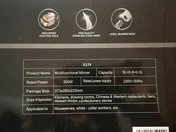 300W Multifunctional Electric Food Processor & Mini Chopper Set – 3L + 0.6L + 0.3L Bowls, Stainless Steel Blades