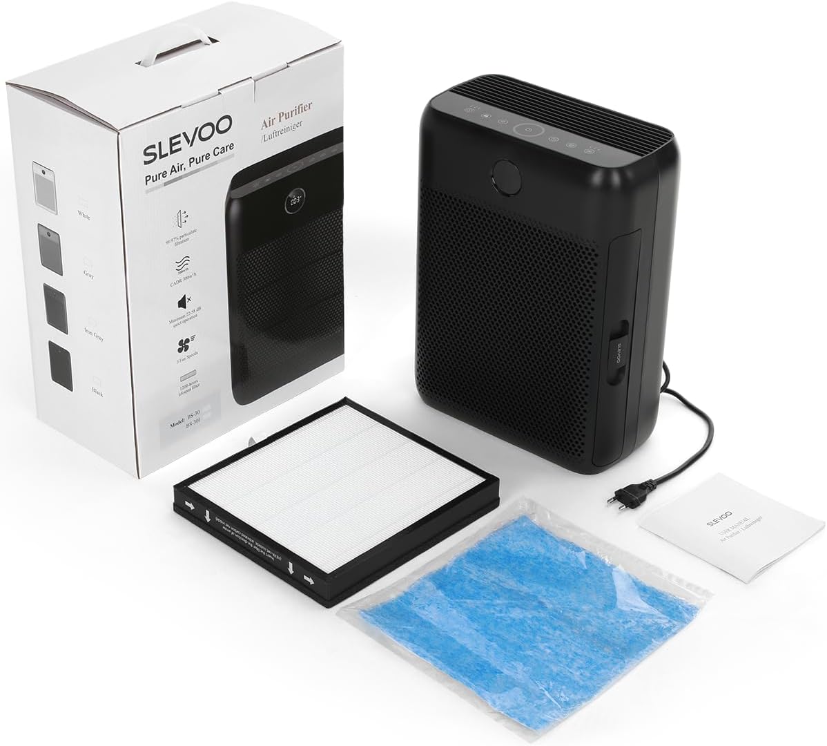 Air purifier for allergy sufferers, with H13 HEPA filters & 3 × pre-filters, CADR 326m³/h, Covers Up to 1999.8 ft², air purifiers for home air filtering, child lock, 22dB, against pollen and pet hair