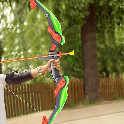 TEMI Bow and Arrow Set for Kids with LED Lights-Archery Set with Suction Cup Arrows, Quivers & Standing Target, Outdoor Toys for Children Boys & Girls Ages 3-12 Years Old