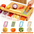 Large Bamboo Chopping Board with 4 Containers & Graters – Kitchen Cutting Board Set