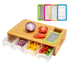 Large Bamboo Chopping Board with 4 Containers & Graters – Kitchen Cutting Board Set