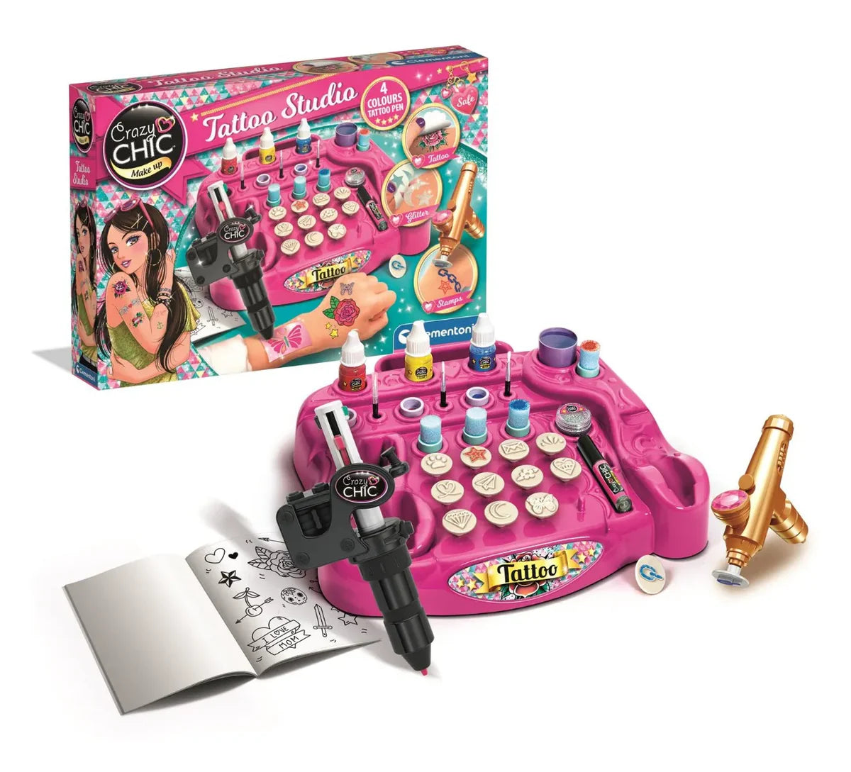 Crazy Chic Tattoo Studio - Freehand & Stencil Body Art Set for Kids