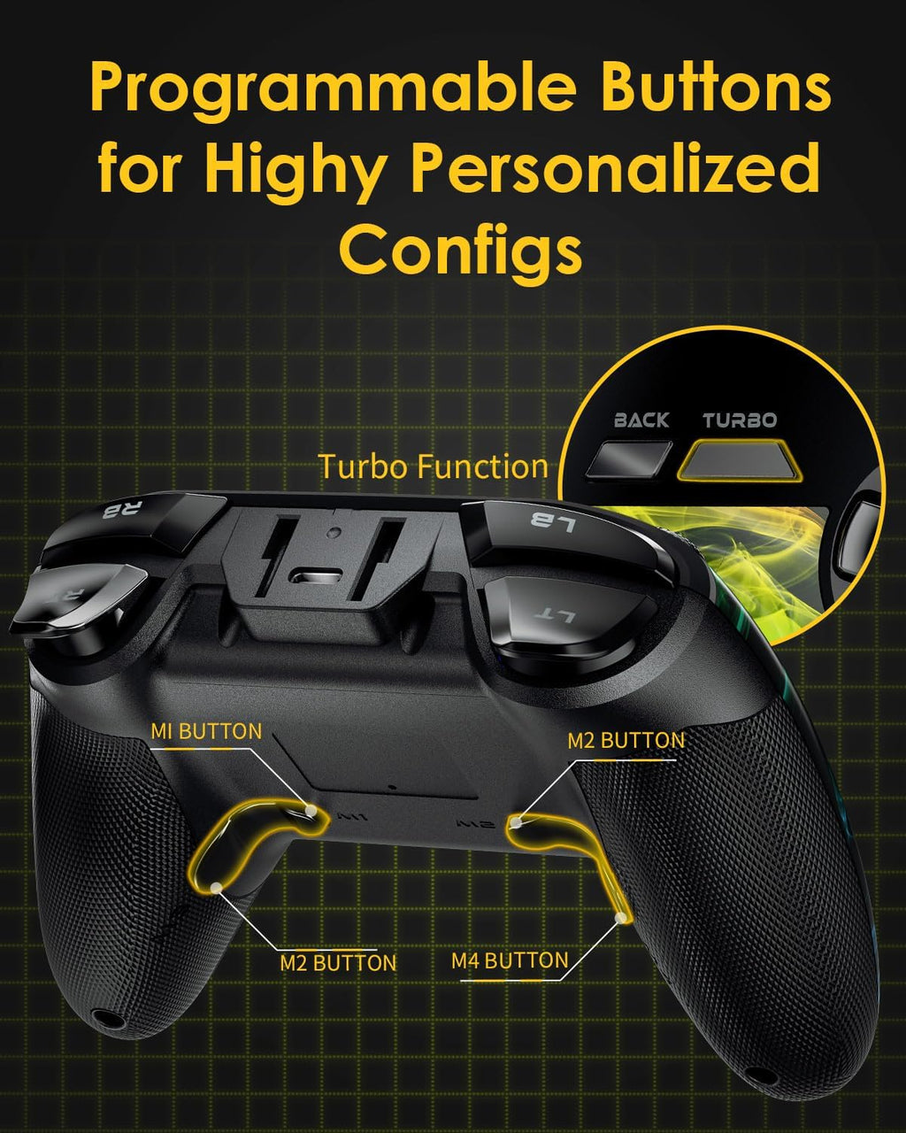 EasySMX 2.4G Wireless Game Controller Joystick for PC/PS3/Nintendo Switch/Steam Deck/Android/Tesla/Vista/TV Box,Rechargeable, M customized Muttons Dual shock, Turbo