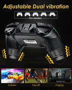 EasySMX 2.4G Wireless Game Controller Joystick for PC/PS3/Nintendo Switch/Steam Deck/Android/Tesla/Vista/TV Box,Rechargeable, M customized Muttons Dual shock, Turbo
