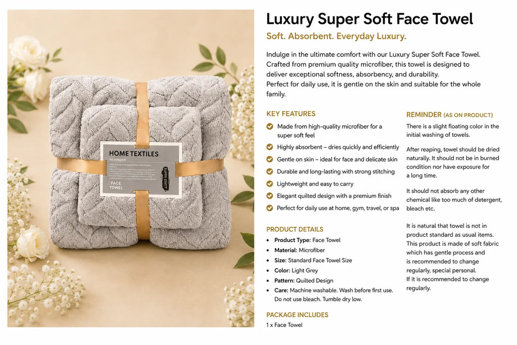 Luxury super soft face towels pack of 2 - random colour will be packed