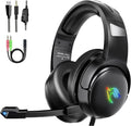 Yinsan Gaming Headset with Noise Cancelling Mic RGB Headphones for PS5,PS4,Xbox - Black