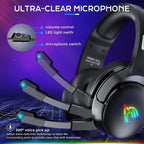 Yinsan Gaming Headset with Noise Cancelling Mic RGB Headphones for PS5,PS4,Xbox - Black