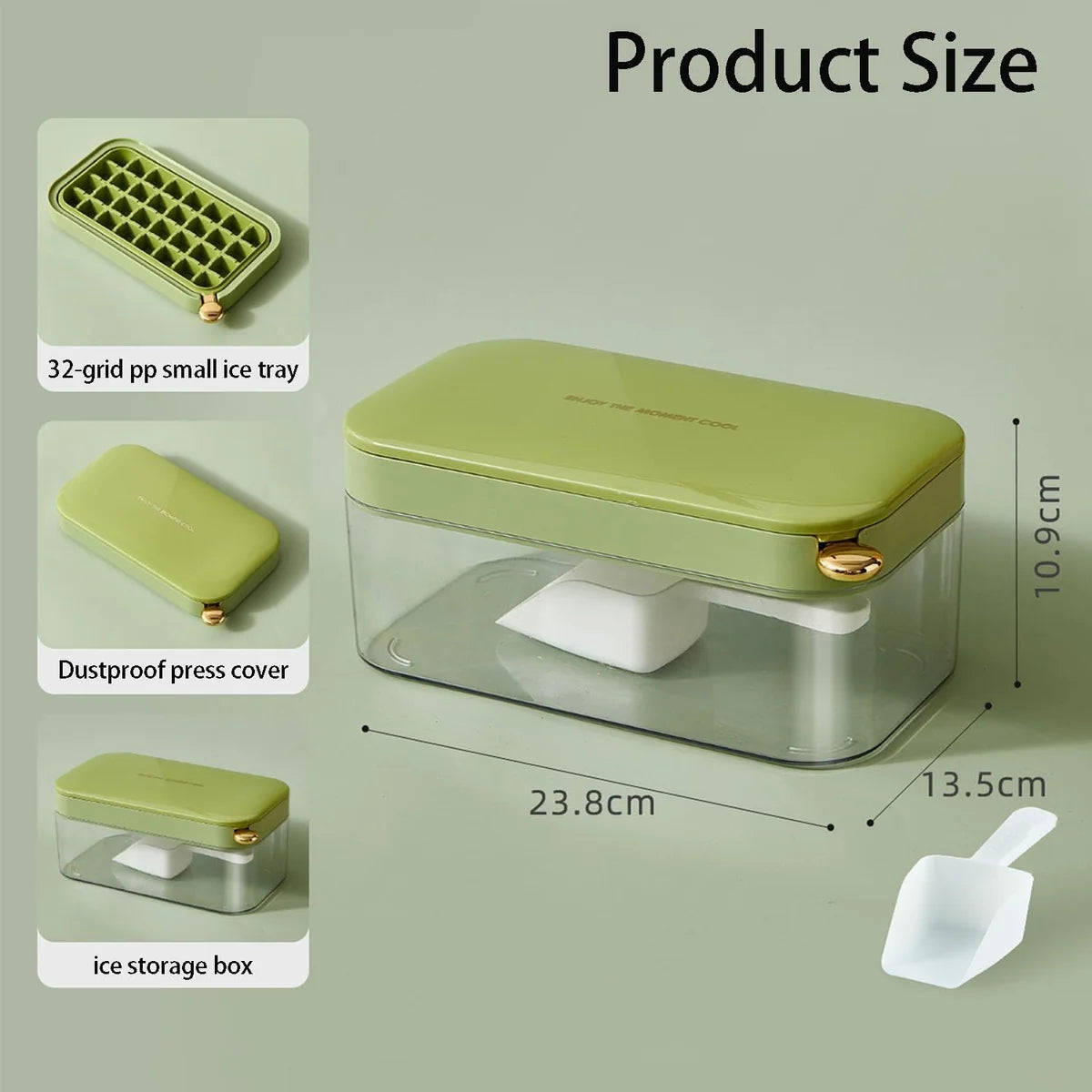 Ice Cube Tray with Lid and Container, Ice Cube Tray with Lid, 32 Pieces Ice Cubes, Release All Ice Cubes