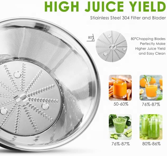 Juicer, 800W Whole Fruit & Vegetable Extractor with 64mm Wide Mouth Chute, Anti-Drip, Anti-Slip, 2 Speeds, Easy to Clean