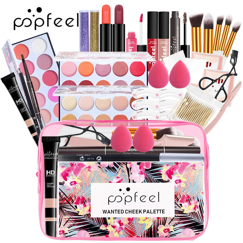 Professional Makeup Set,24 Pcs Cosmetic Make Up Set With Makeup Bag Portable Travel Make-up Palette Birthday Gift Set Full Sizes Eyeshadow Foundation Lip Gloss for Teenage & Adults