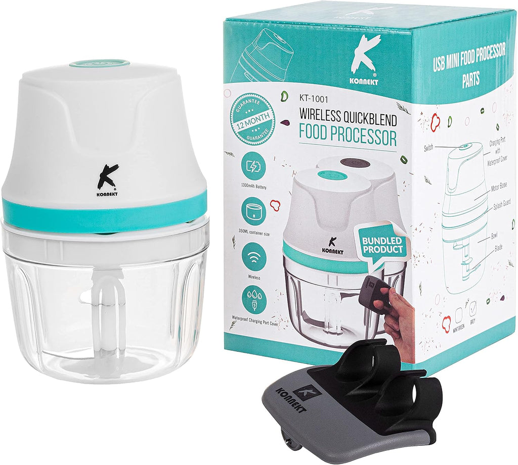 QuickBlend Mini Food Processor – 350ml Wireless USB Chopper – Mint Green
