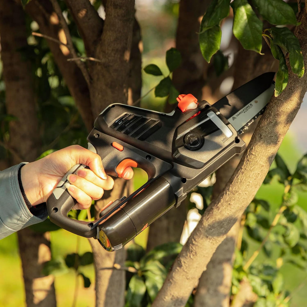 Yard Force 12V Cordless 12cm Mini Chainsaw with Lithium-Ion Battery and Charger