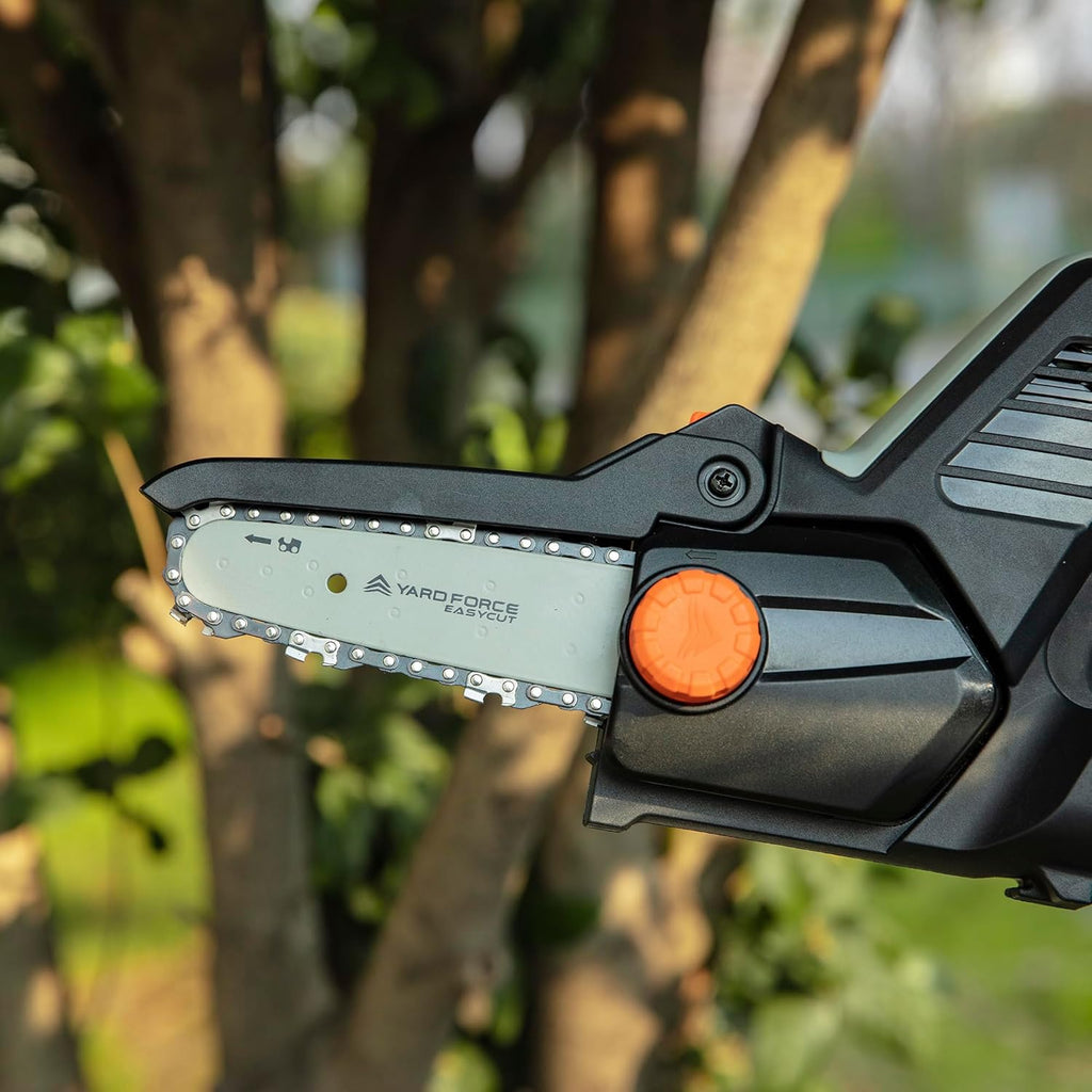 Yard Force 12V Cordless 12cm Mini Chainsaw with Lithium-Ion Battery and Charger