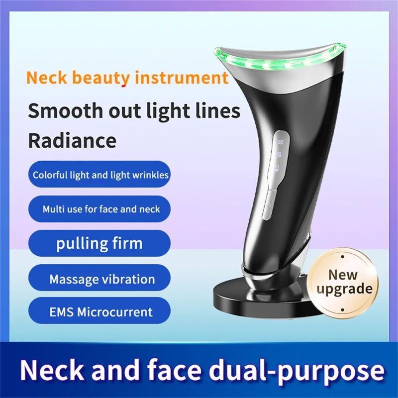 MJ-400 Neck Massage Device Anti Wrinkle EMS Neck Massager Skin Tightening Beauty - Black