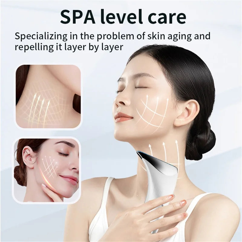 MJ-400 Neck Massage Device Anti Wrinkle EMS Neck Massager Skin Tightening Beauty - Black