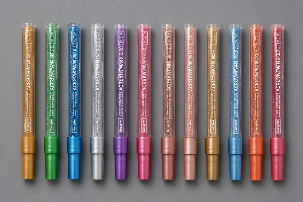 NAIL ART PEN - 12 METALLIC COLORS - (nib size - 0.6 TO 1mm)