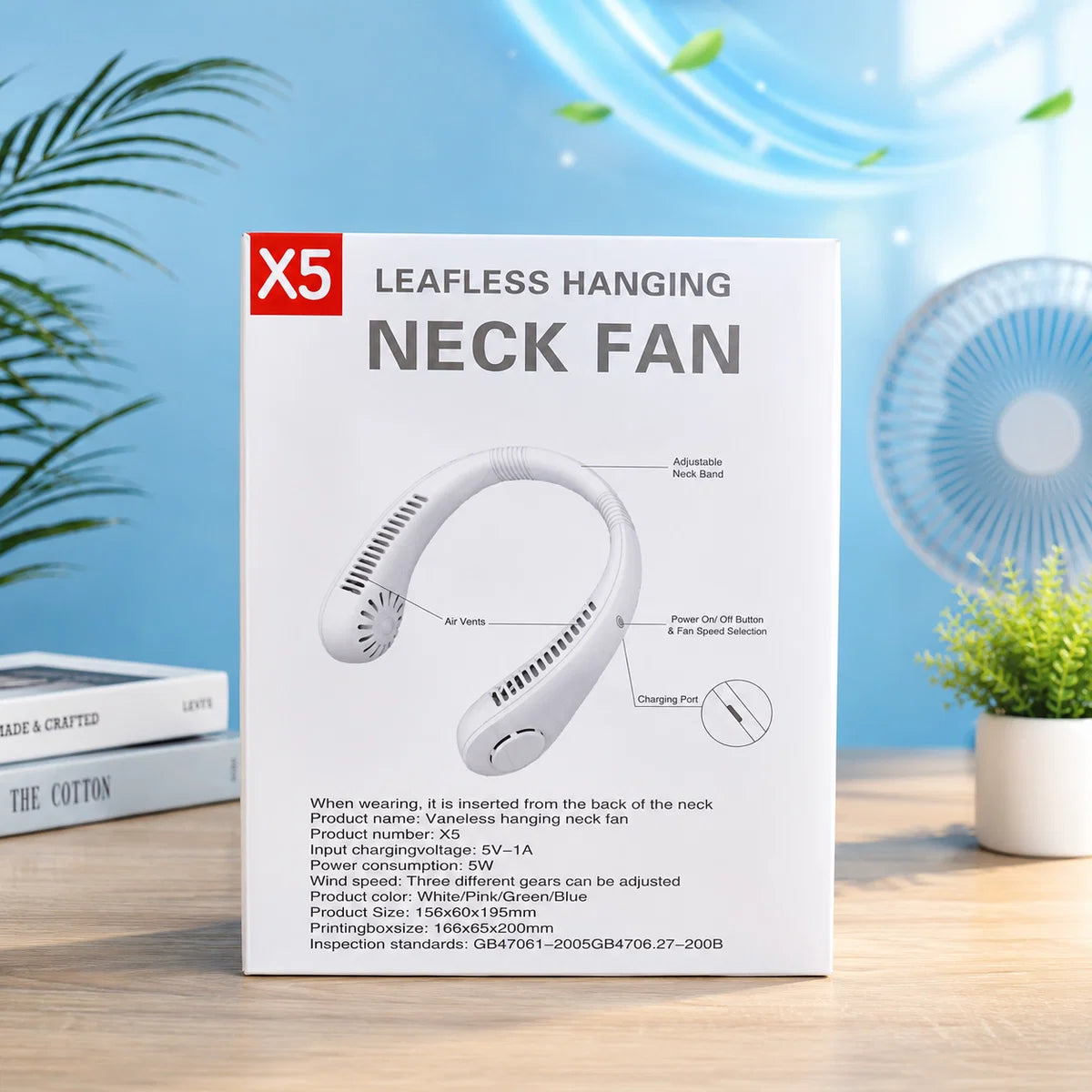 Hanging Neck Fan – White – Adjustable Fan Speeds