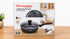 Saute Pan with glass lid - 32cm & 6.5L Capacity by Rosenberg Non-Stick, Induction Compatible