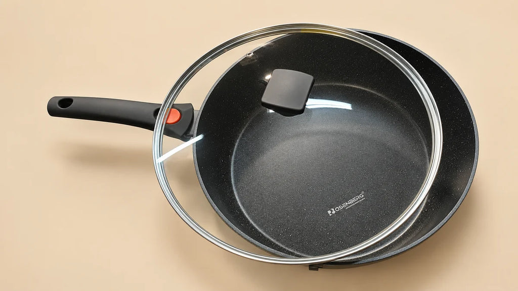 Saute Pan with glass lid - 32cm & 6.5L Capacity by Rosenberg Non-Stick, Induction Compatible