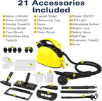 Multi-Purpose Steam Cleaner for All Accessories 21 Pieces, Manual Steam Cleaner and Shoulder Strap, for Cleaning Upholstered Furniture, Sofa, Tile, Floor, Window & Car
