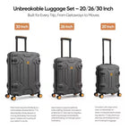 Suitcase Set 3 Hard Lightweight Suitcases Large,Medium & Small (Dark Grey)