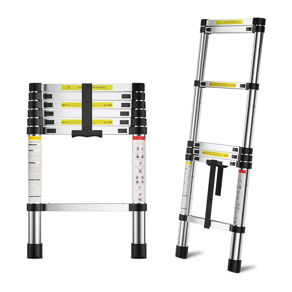 2.9M / 3.2M / 3.8M / 4.6M Extendable Portable Foldable Telescopic Ladder | Silver | 3.8M No ratings yet