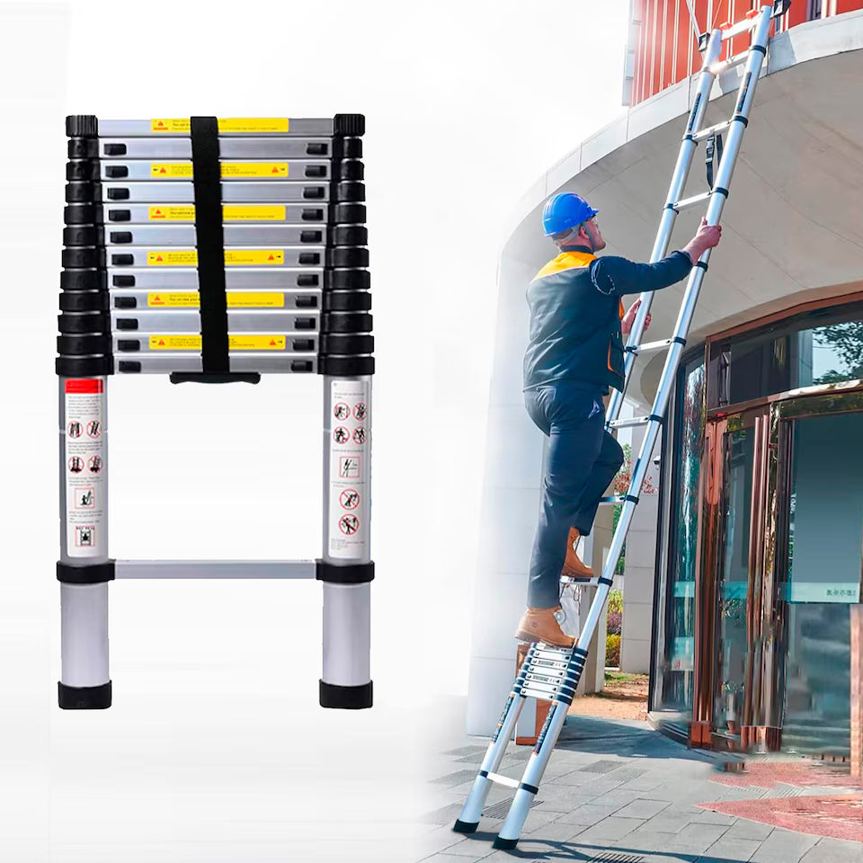 2.9M / 3.2M / 3.8M / 4.6M Extendable Portable Foldable Telescopic Ladder | Silver | 3.8M No ratings yet