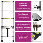 2.9M / 3.2M / 3.8M / 4.6M Extendable Portable Foldable Telescopic Ladder | Silver | 3.8M No ratings yet