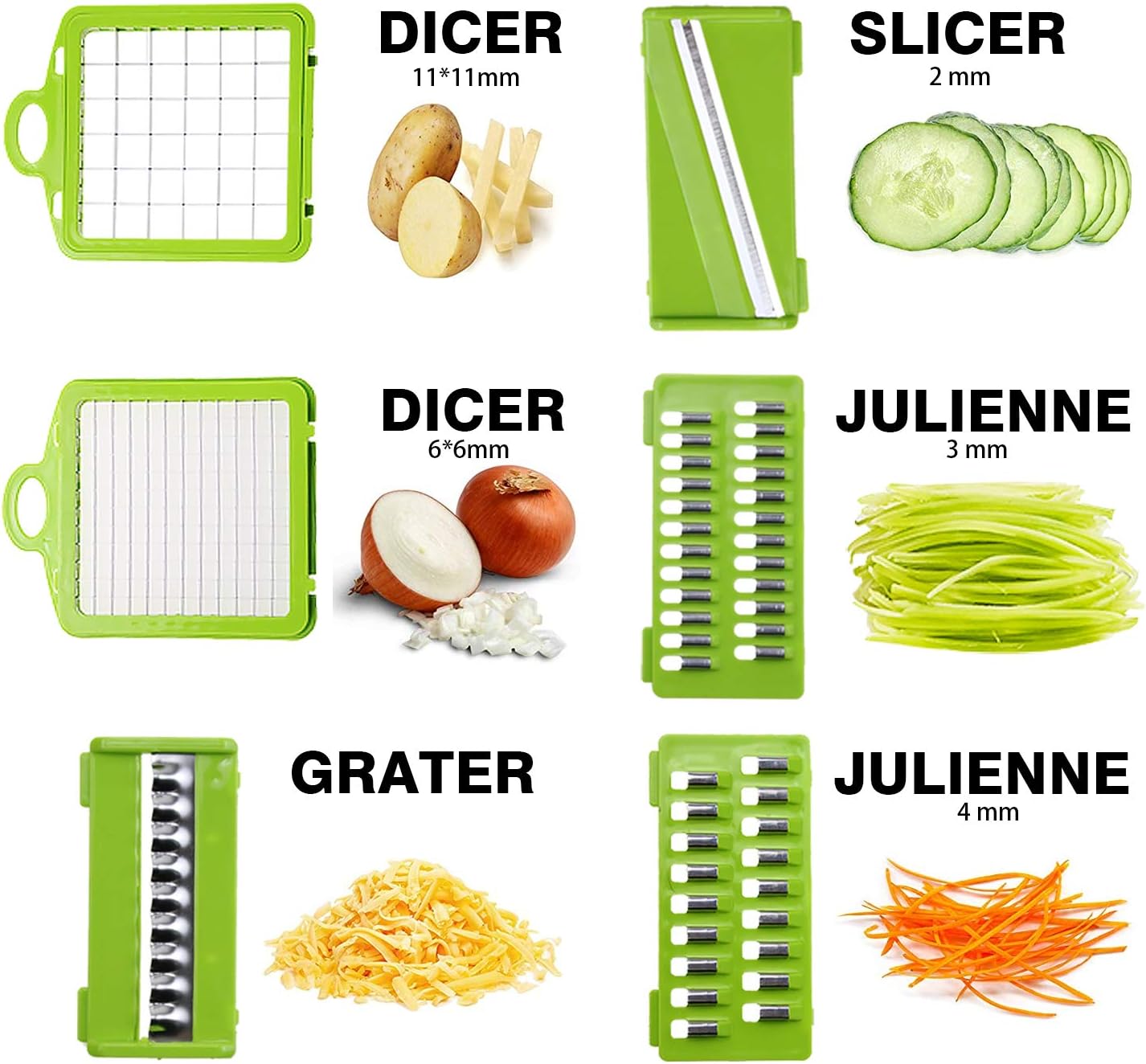 Multifunction Vegetable Chopper, 14 in 1 Salad Cutter Food Dicer Veg Chopper with 7 Blades for Kitchen