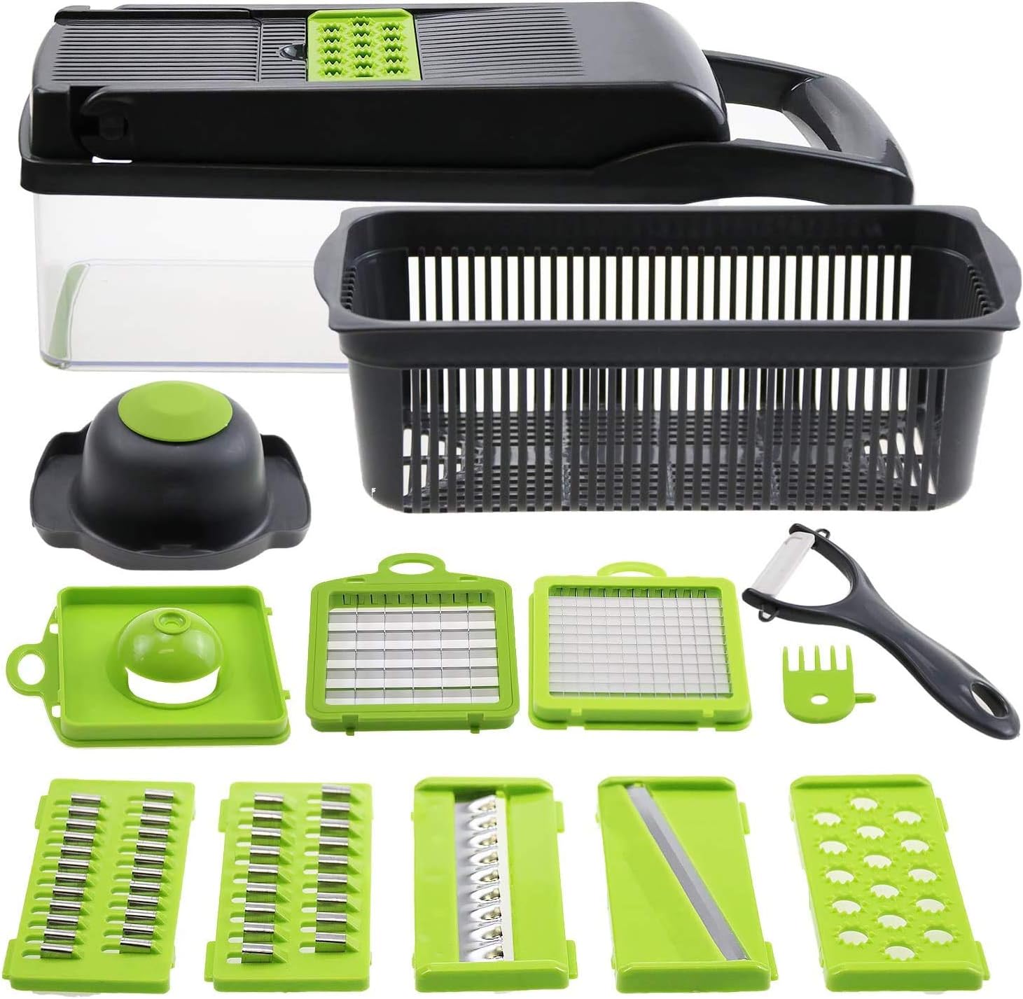 Multifunction Vegetable Chopper, 14 in 1 Salad Cutter Food Dicer Veg Chopper with 7 Blades for Kitchen