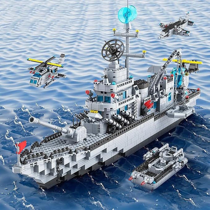 Navy Destroyer Building Block Set, 6-in-1 Navy Guided Missile Destroyer Model, 1560 Pcs