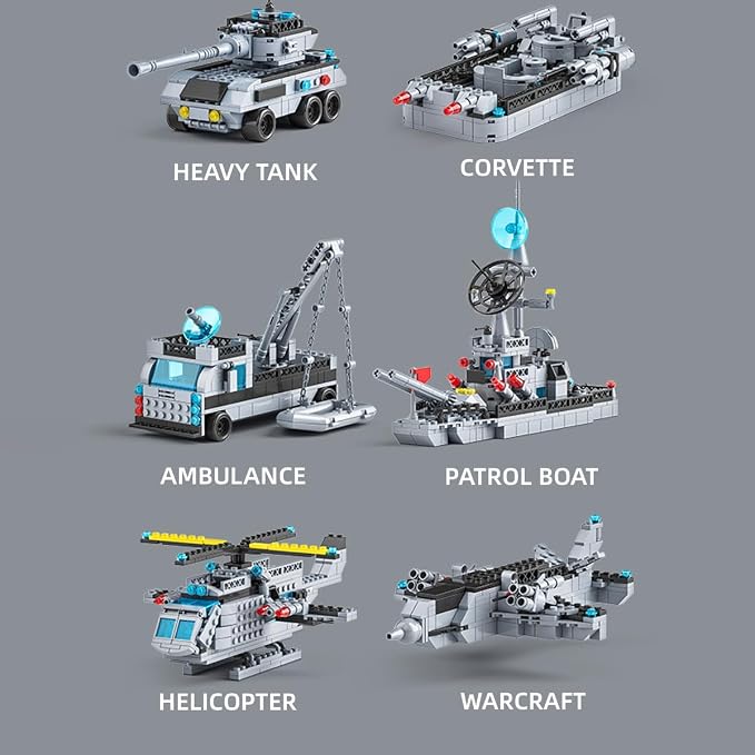Navy Destroyer Building Block Set, 6-in-1 Navy Guided Missile Destroyer Model, 1560 Pcs